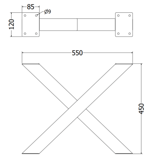 COUCHTISCH BEINE 45cm X 55 cm