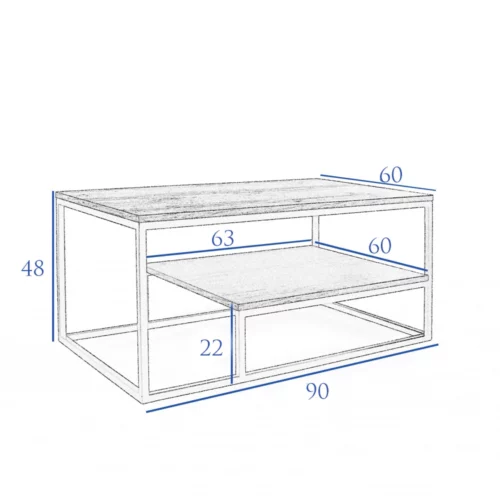 Couchtisch mit Ablage 90