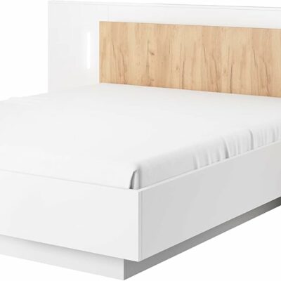 3D Schlafzimmer-Set 3-teilig: Bett Mit Zwei Nachttischen, Großer Kleiderschrank Mit Spiegel, Kommode - Kinderzimmer Weiß Eiche