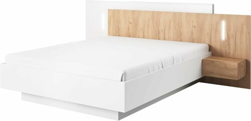 3D Schlafzimmer-Set 3-teilig: Bett Mit Zwei Nachttischen, Großer Kleiderschrank Mit Spiegel, Kommode - Kinderzimmer Weiß Eiche