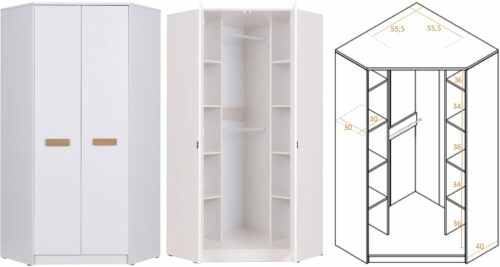 Eckkleiderschrank Grant Eckschrank mit Schrankerweiterung 40 cm