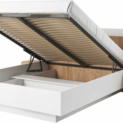 3D Schlafzimmer-Set 3-teilig: Bett Mit Zwei Nachttischen, Großer Kleiderschrank Mit Spiegel, Kommode - Kinderzimmer Weiß Eiche