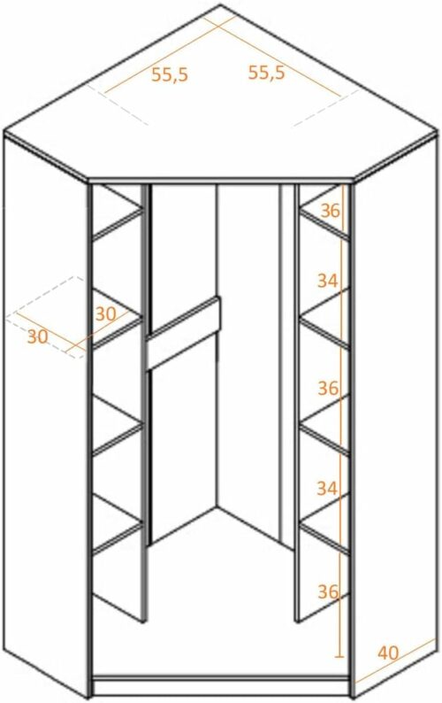 Design Möbel Kleiderschrank Grant Schrank Zwei Regale