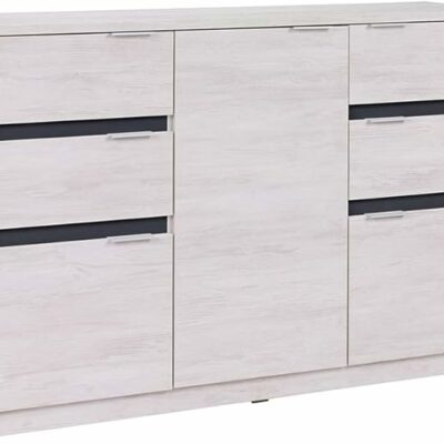 Schlafzimmer Möbel Dustin Eiche Weiß und Graphit glänzend