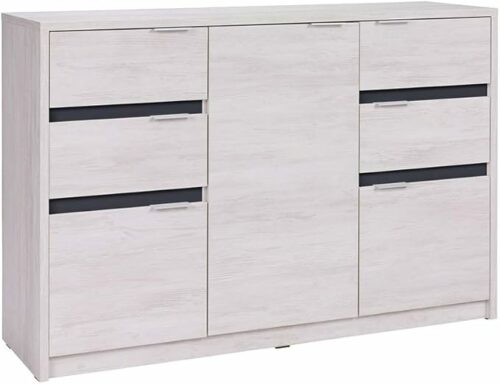 Schlafzimmer Möbel Dustin Eiche Weiß und Graphit glänzend