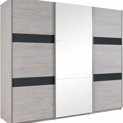 Schlafzimmer Möbel Dustin Eiche Weiß und Graphit glänzend