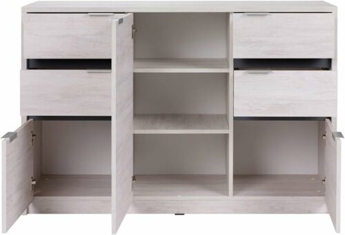 Schlafzimmer Möbel Dustin Eiche Weiß und Graphit glänzend