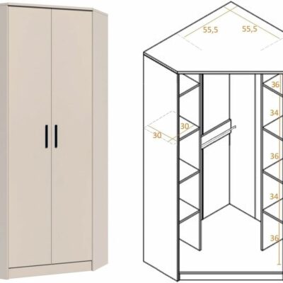 Eckkleiderschrank Set Gustavo Eckschrank mit 2 Regale