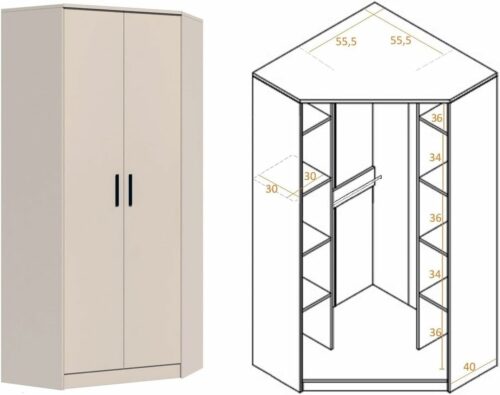 Eckkleiderschrank Set Gustavo Eckschrank mit 2 Regale