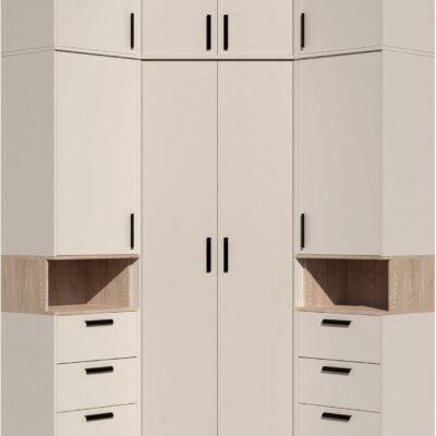 Gustavo Kleiderschrank Zwei Regale Holz Abschließbarer Schrank Soft-Close-Scharnieren PVC-Kanten Schlafzimmer Begehbarer Caschmere