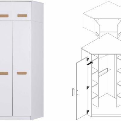 Gustavo 10 Set Schreibtisch mit großem Kleiderschrank