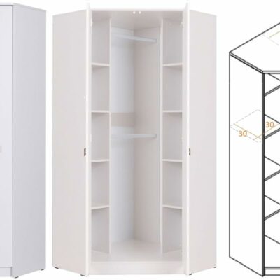 Eckkleiderschrank Set Gustavo 12 mit Schrankerweiterung 40 cm
