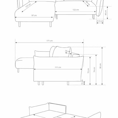 61sl8KKF9qL._AC_SL1500_ ADEL Ecksofa mit Schlaffunktion und Bettkasten