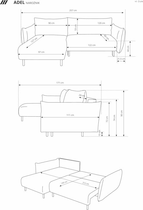 61sl8KKF9qL._AC_SL1500_ ADEL Ecksofa mit Schlaffunktion und Bettkasten