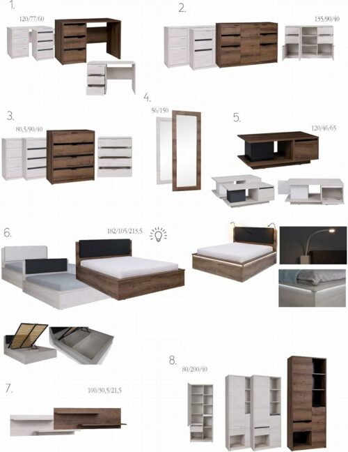 Büromöbel-Set Kommode mit Schubladen Bücherregal Schreibtisch Hängendes Regal