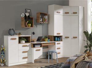 Eckkleiderschrank Set Gustavo Eckschrank mit 2 Regale