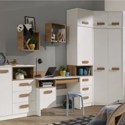 Gustavo 10 Set Schreibtisch mit großem Kleiderschrank