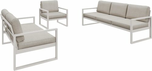 Gartenmöbel Set Solar Lounge Sofa Sessel Tisch Metall C-PD02