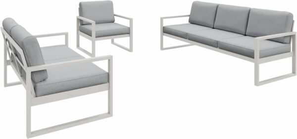 Gartenmöbel Set Solar Lounge Sofa Sessel Tisch Metall C-PB07