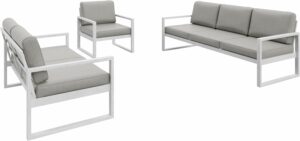 Gartenmöbel Set Solar Lounge Sofa Sessel Tisch Metall C-PB07
