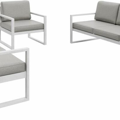 Gartenmöbel Set Solar Lounge Sofa Sessel Tisch Metall W-PB08