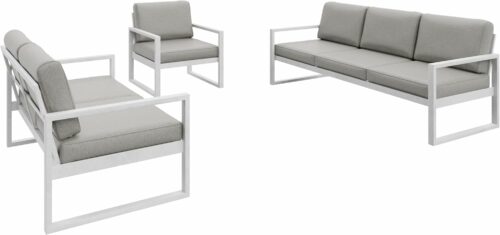 Gartenmöbel Set Solar Lounge Sofa Sessel Tisch Metall W-PB08