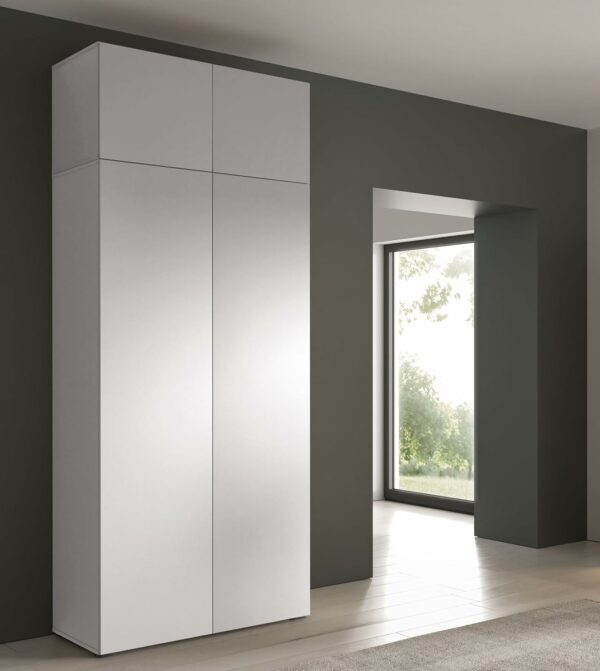 Kleiderschrank Olek 100 cm mit Aufsatz | 245 cm Höhe | 4 Türen | Push-to-Open | Moderner Garderobenschrank
