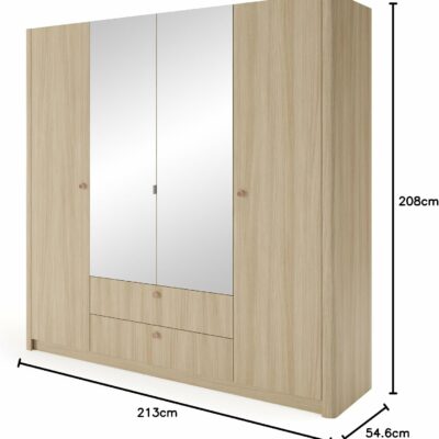 71VKgV9s7YL._AC_SL1500_ Eleganter Kleiderschrank im skandinavischen Stil – Modell Viki, 213 cm, Eiche Barista