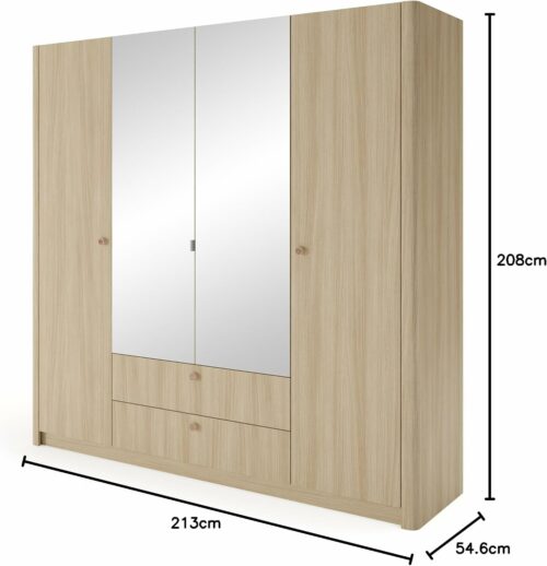 71VKgV9s7YL._AC_SL1500_ Eleganter Kleiderschrank im skandinavischen Stil – Modell Viki, 213 cm, Eiche Barista