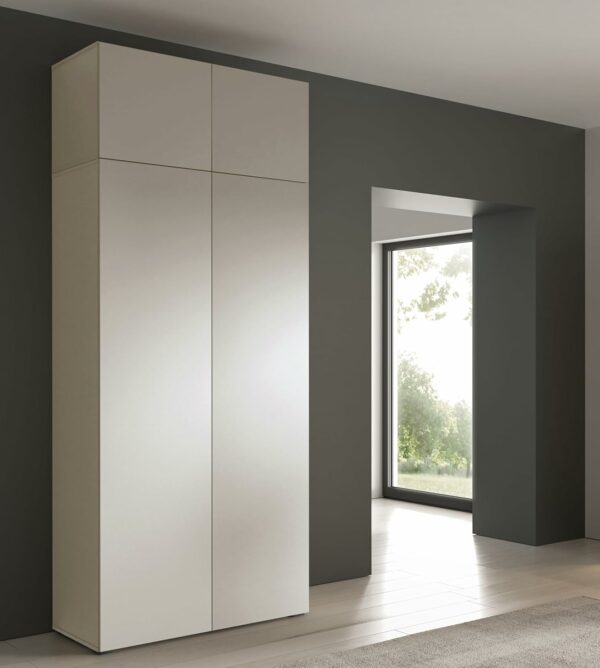 Kleiderschrank Olek 100 cm mit Aufsatz | 245 cm Höhe | 4 Türen | Push-to-Open | Moderner Garderobenschrank