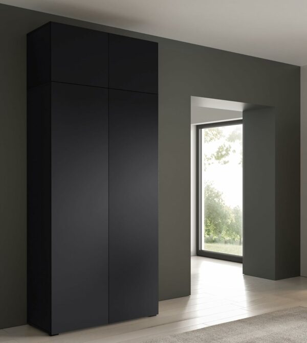 Kleiderschrank Olek 100 cm mit Aufsatz | 245 cm Höhe | 4 Türen | Push-to-Open | Moderner Garderobenschrank
