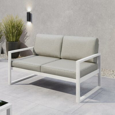 Gartenmöbel Set Solar Lounge Sofa Sessel Tisch Metall W-PB08