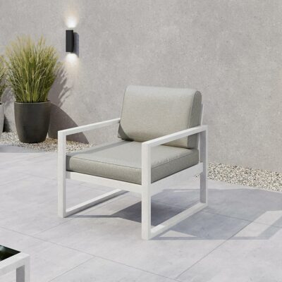 Gartenmöbel Set Solar Lounge Sofa Sessel Tisch Metall W-PB08
