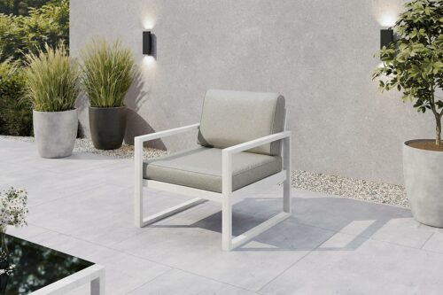 Gartenmöbel Set Solar Lounge Sofa Sessel Tisch Metall W-PB08
