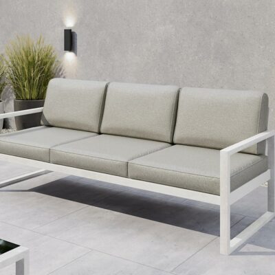Gartenmöbel Set Solar Lounge Sofa Sessel Tisch Metall W-PB08