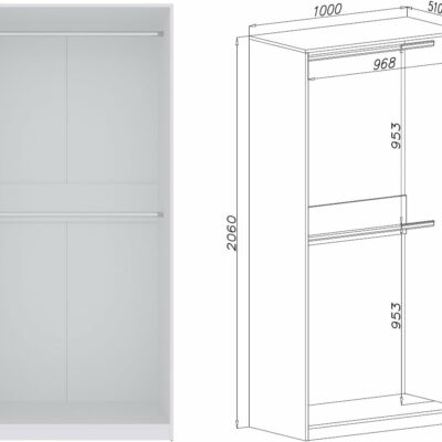Kleiderschrank 320 cm TRES B - großes offenes Schranksystem ohne Türen mit Schubladen & Kleiderstangen WEIß