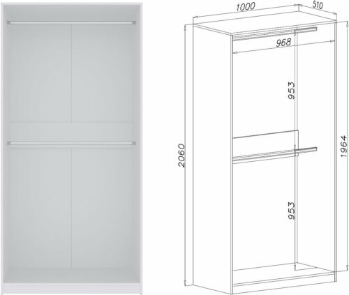 Kleiderschrank 320 cm TRES B - großes offenes Schranksystem ohne Türen mit Schubladen & Kleiderstangen WEIß