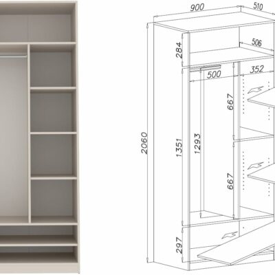 61J+CC-9EPL._AC_SL1402_ Kleiderschrank 320 cm TRES B - großes offenes Schranksystem ohne Türen mit Schubladen & Kleiderstangen Cashmere