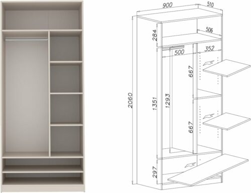 61J+CC-9EPL._AC_SL1402_ Kleiderschrank 320 cm TRES B - großes offenes Schranksystem ohne Türen mit Schubladen & Kleiderstangen Cashmere