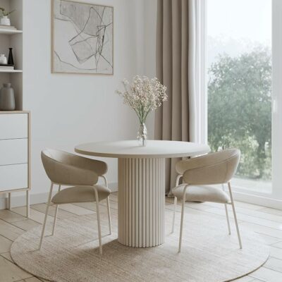 Design Tischgestell Loop aus Metall – Runde Säule in Röhrenoptik Ø 25 mm – Pulverbeschichtet Cashmere
