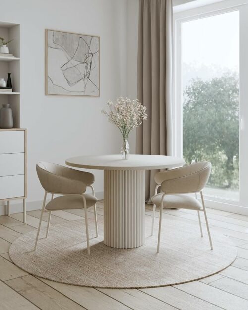 Design Tischgestell Loop aus Metall – Runde Säule in Röhrenoptik Ø 25 mm – Pulverbeschichtet Cashmere